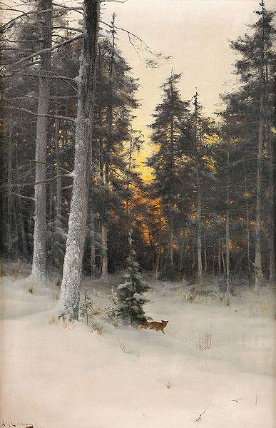 Mauritz Lindstrom Fox in Winter Forest china oil painting image